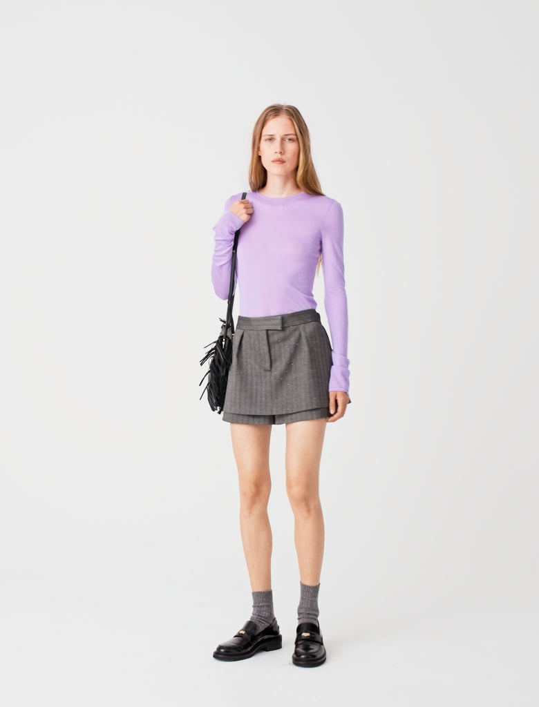 Rhinestone tailored skort Grey