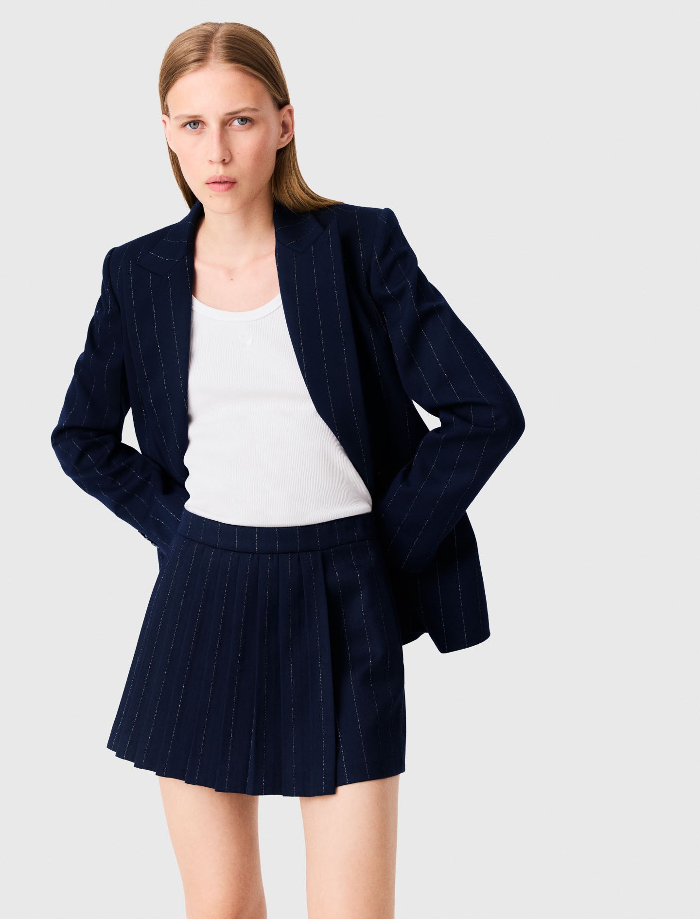 Tailored shorts with lurex Navy