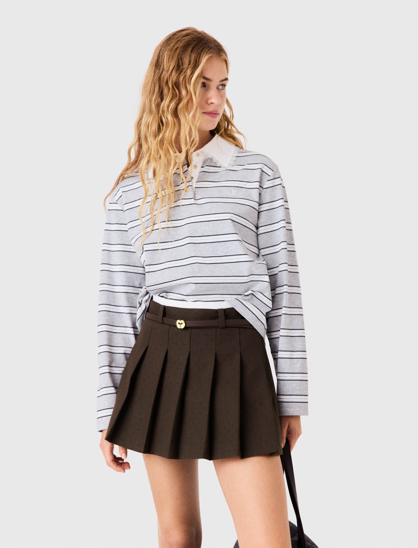 Rhinestone Tailored Skort Brown