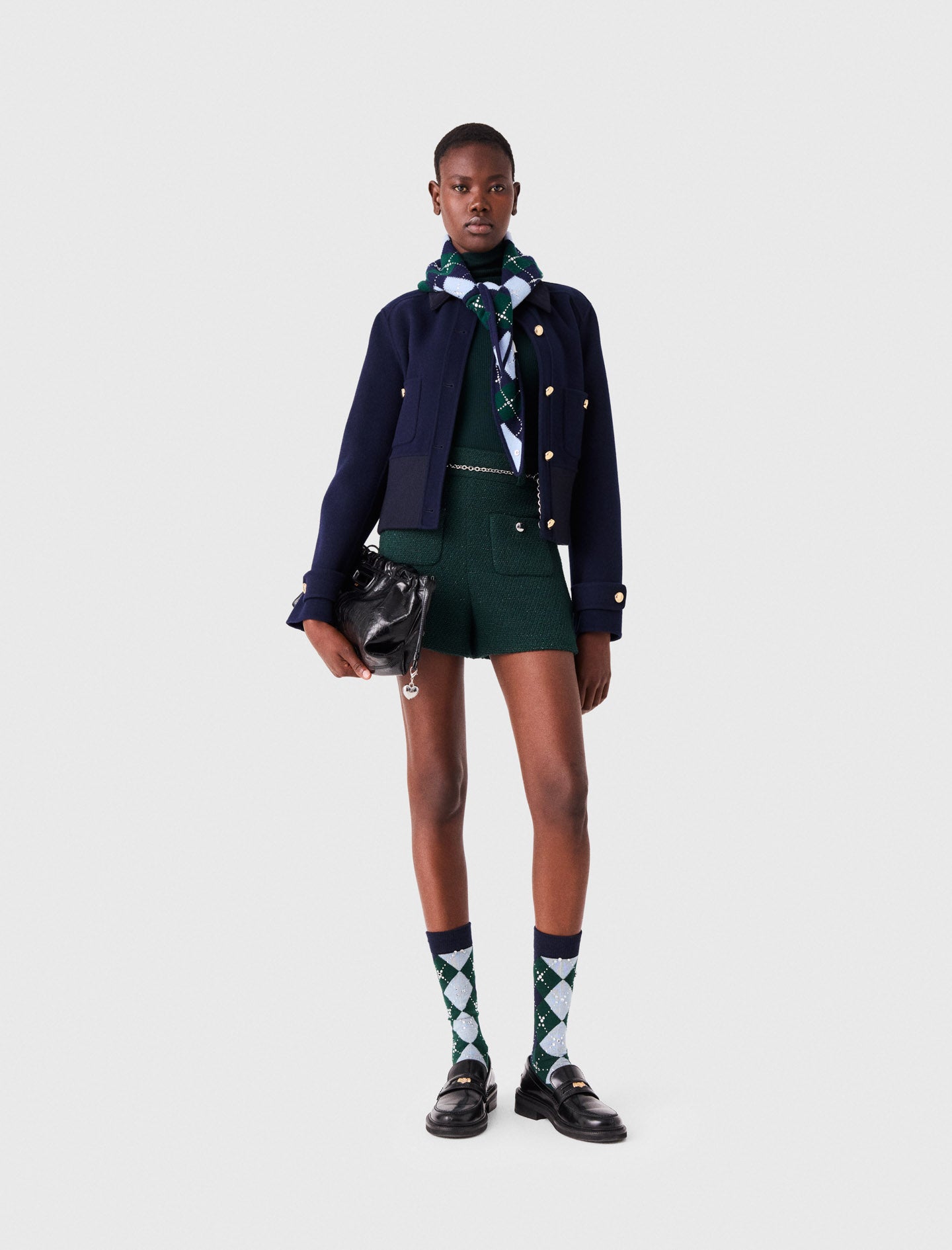 Tweed shorts Bottle Green