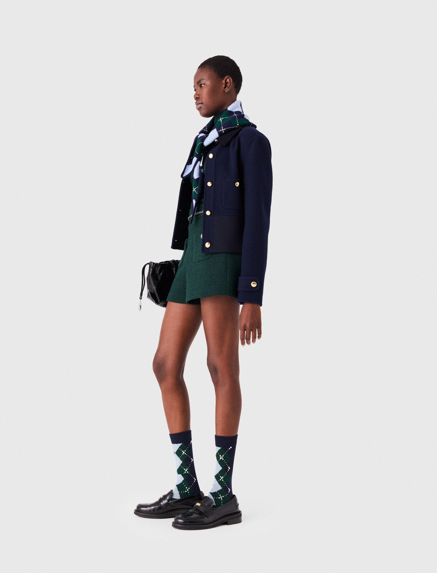 Tweed shorts Bottle Green