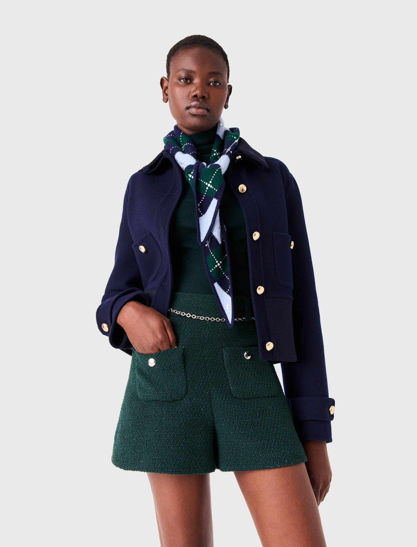 Tweed shorts Bottle Green