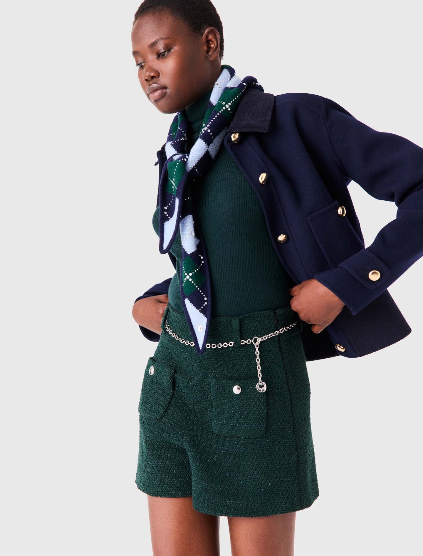 Tweed shorts Bottle Green