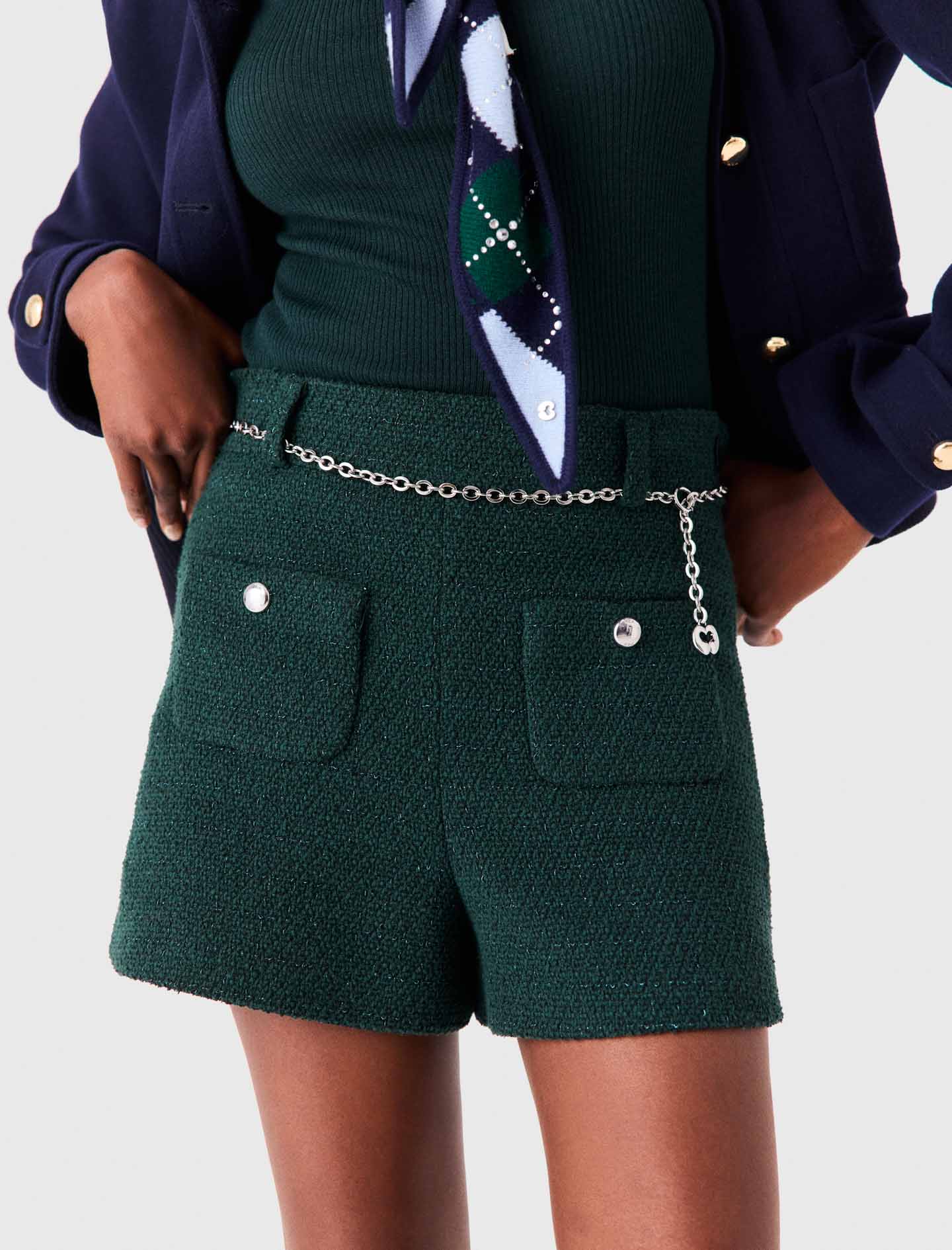 Tweed shorts Bottle Green