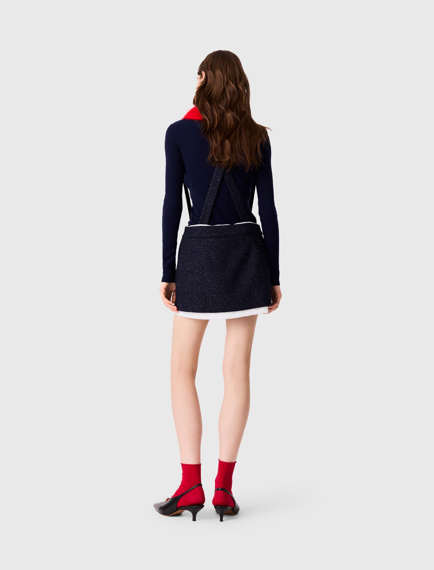 Contrast tweed shorts Navy
