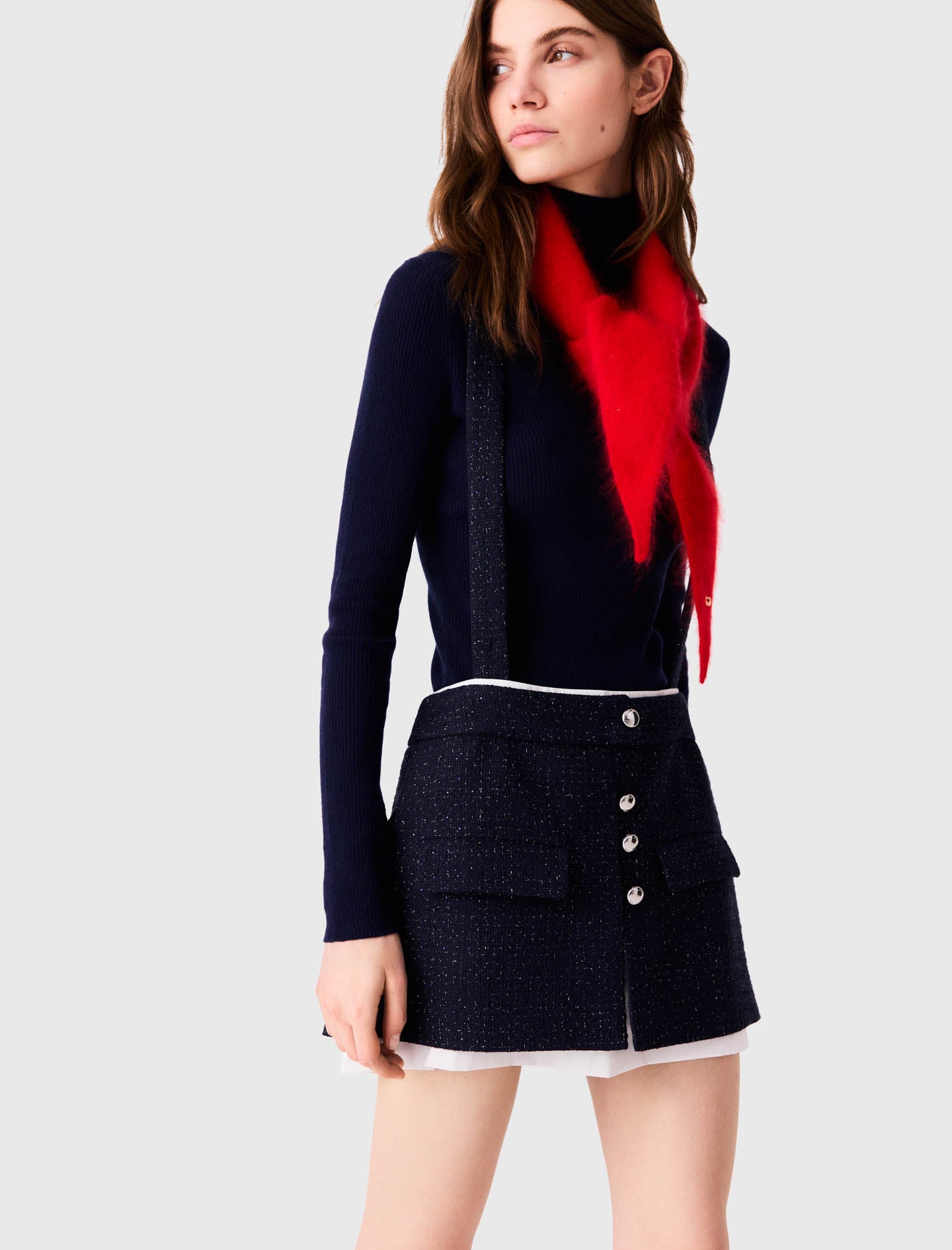 Contrast tweed shorts Navy