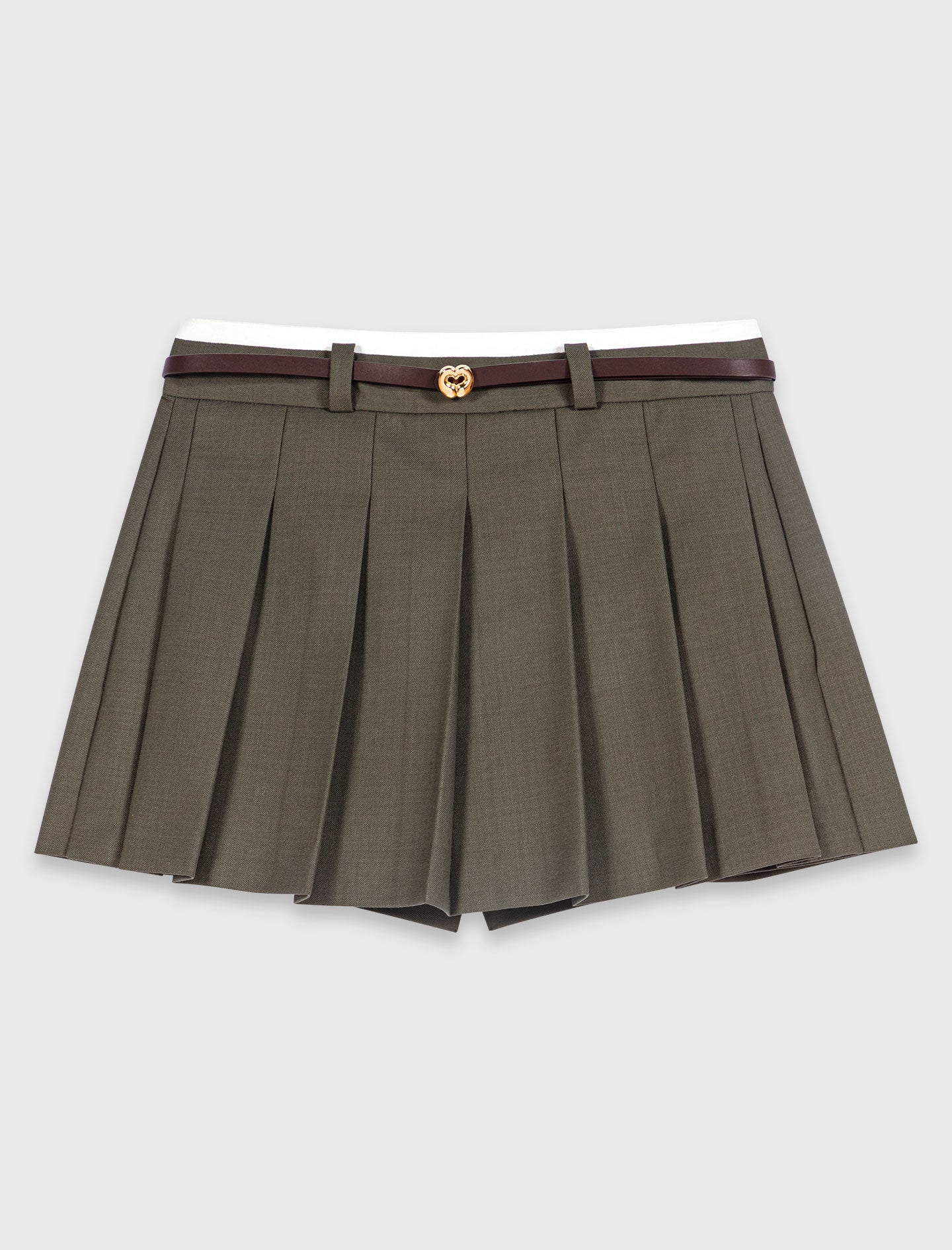 Pleated skirt-effect shorts Khaki