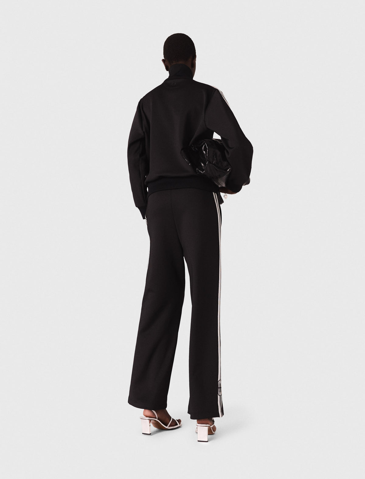 Striped sweatshirt with a straight cut BLACK