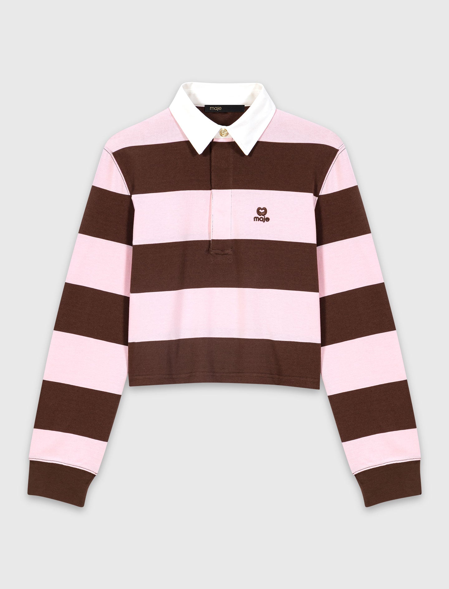 Striped Polo Sweatshirt Brown/Pink