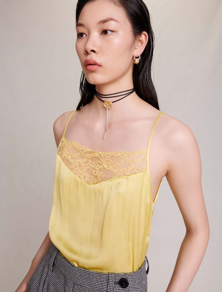 Pale Yellow SATIN CAMISOLE