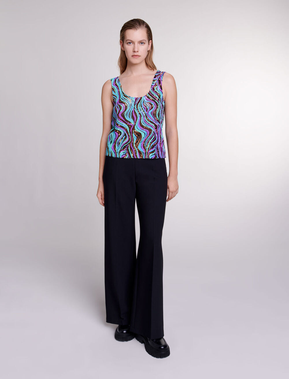Multi-Coloured-featured-Sequinned top
