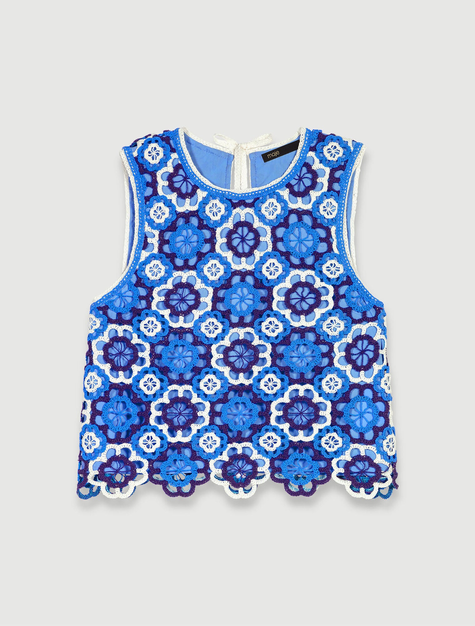 Blue Three-tone crochet top