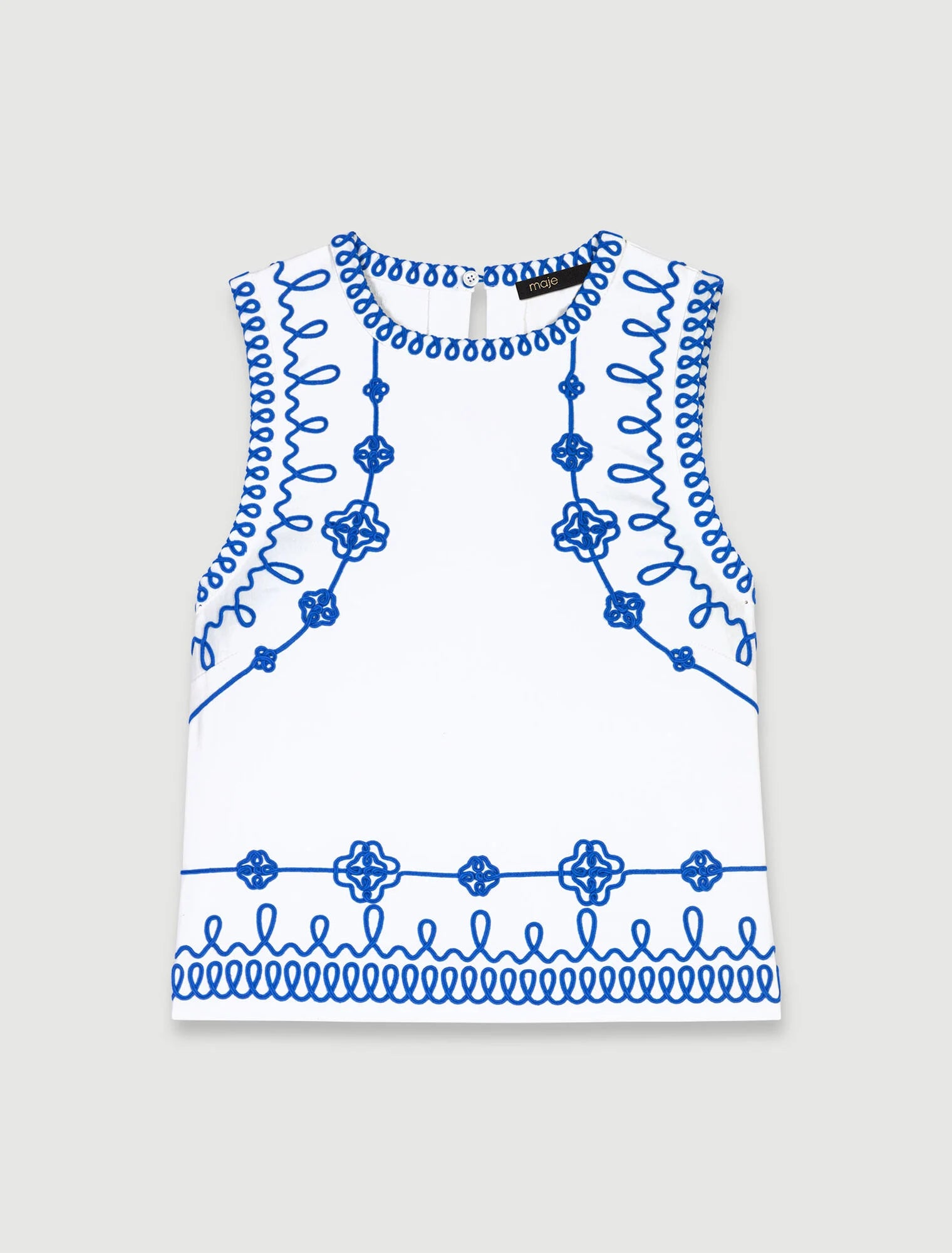 White/Blue Embroidered top