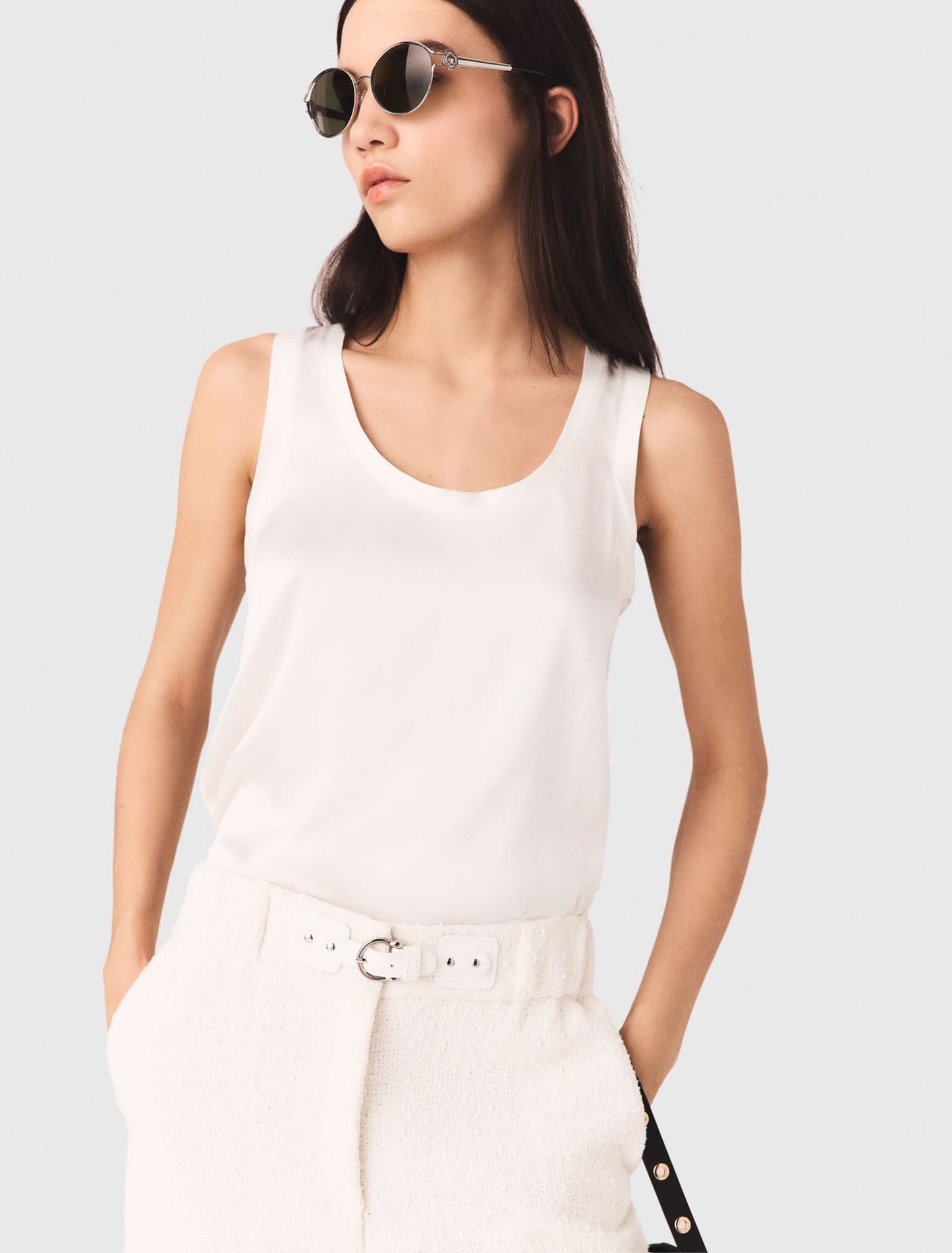 Silk tank top White