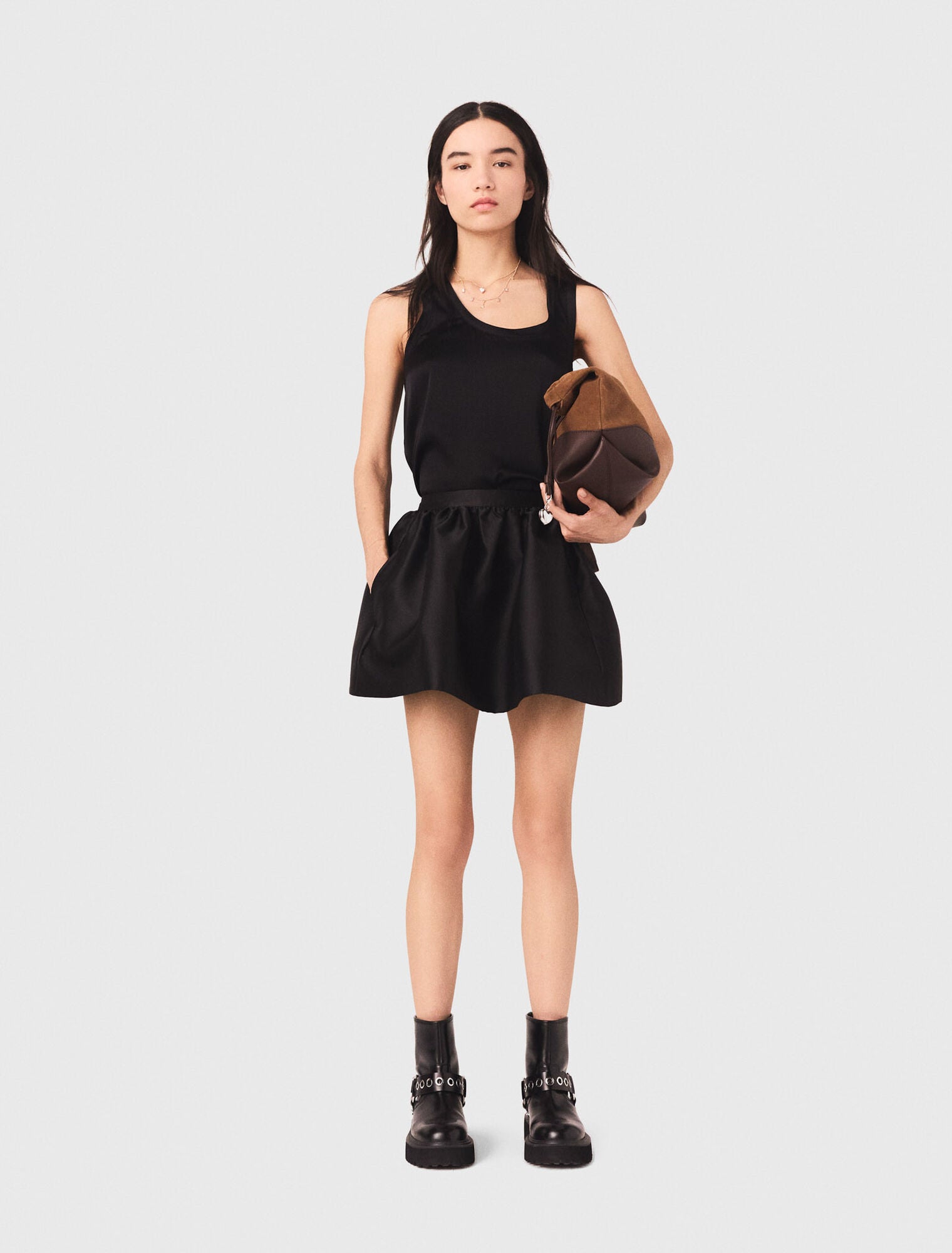 Silk tank top Black