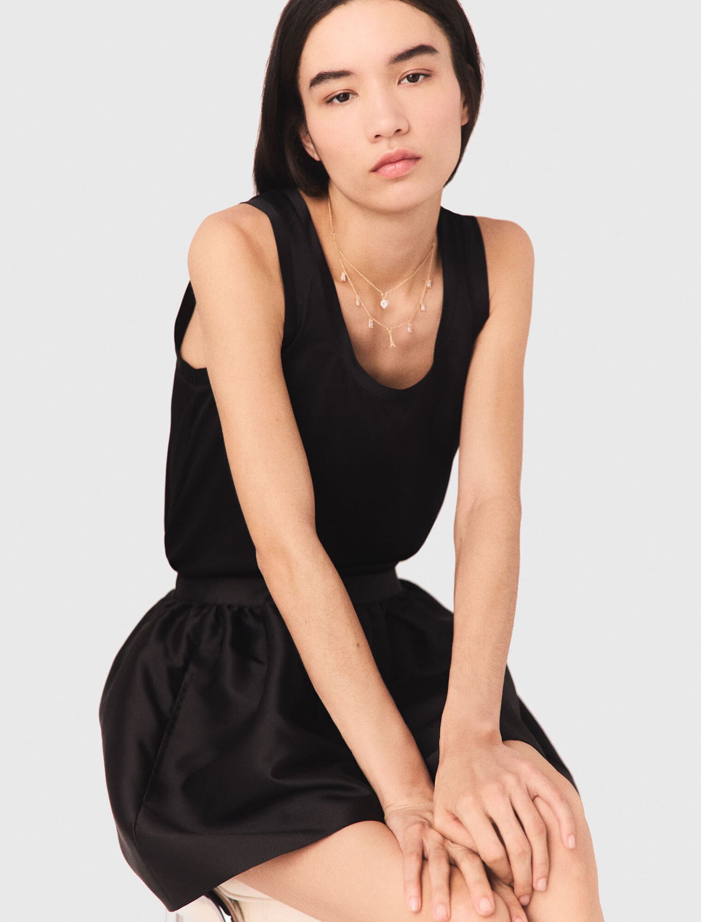 Silk tank top Black