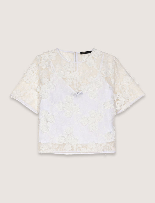 White Floral Lace T-shirt