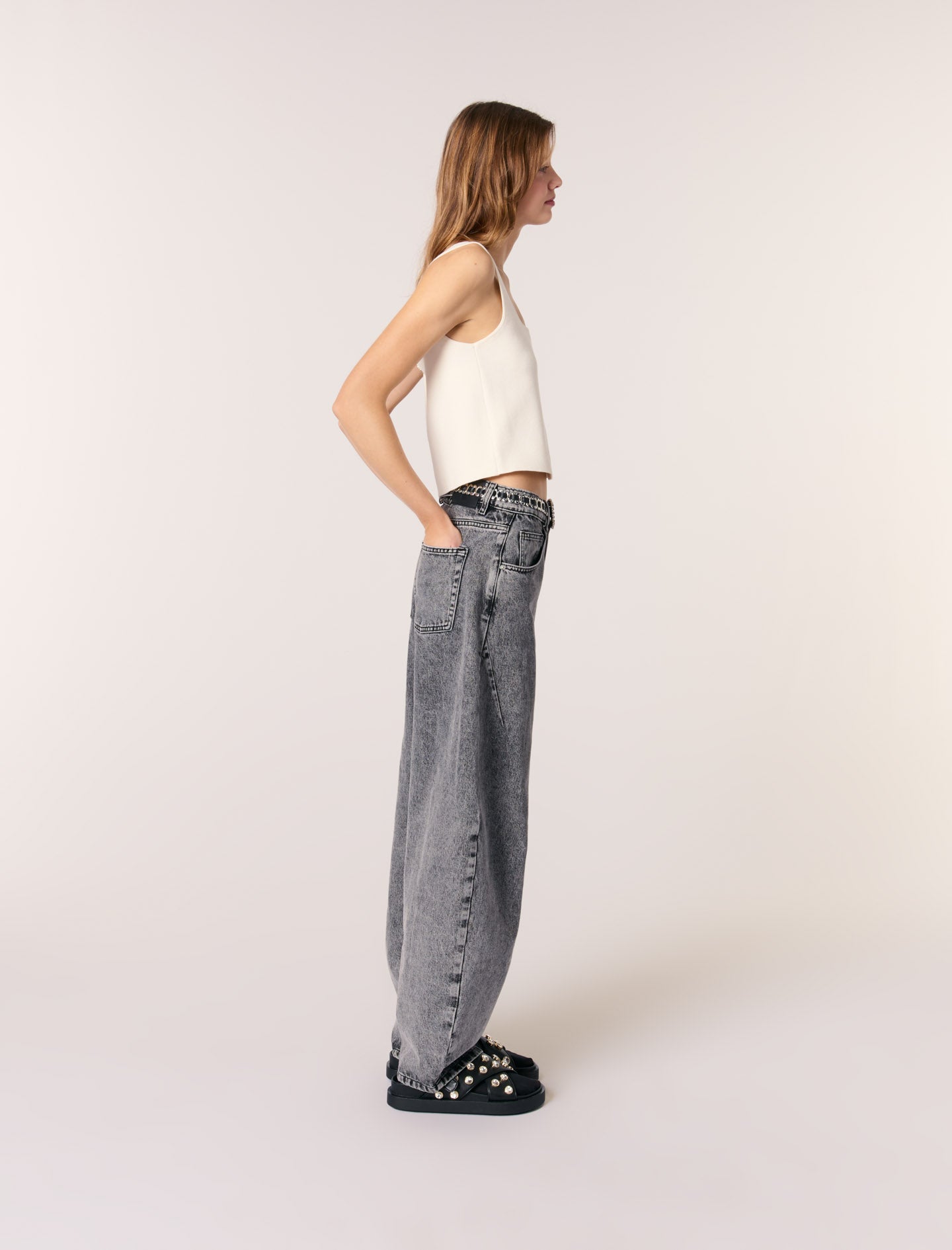 Ecru Square Neck Tank Top