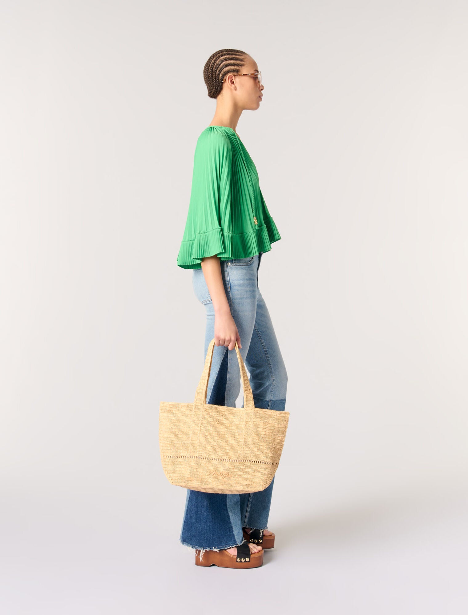 Green-Cape-effect pleated top