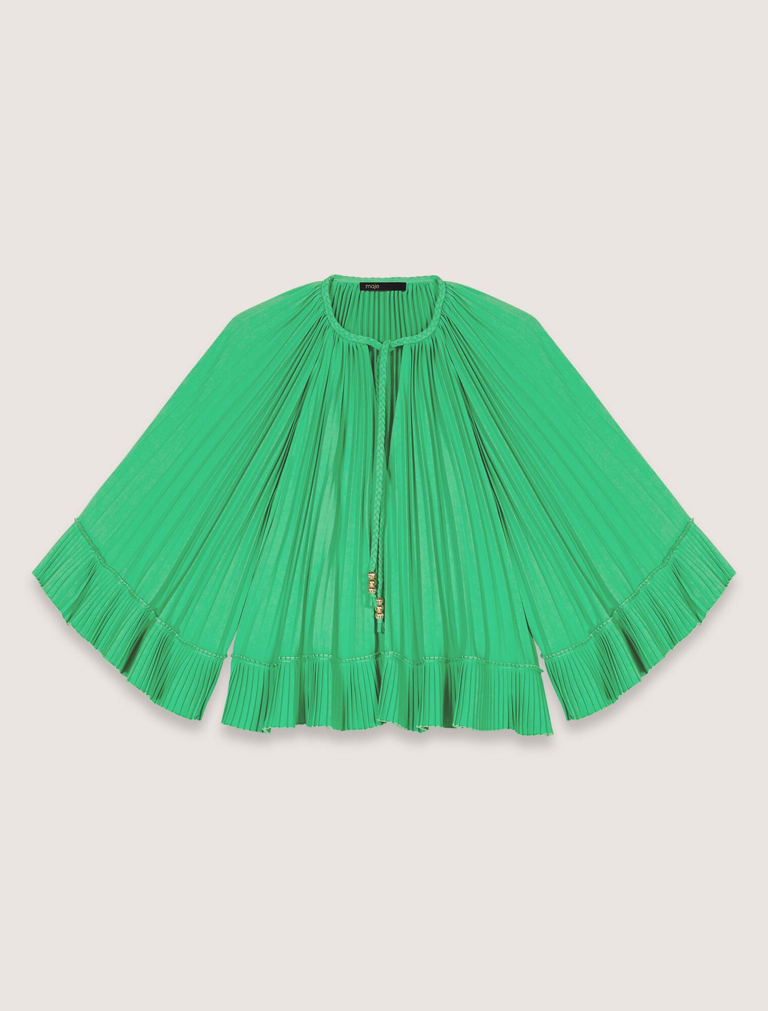 Green-Cape-effect pleated top