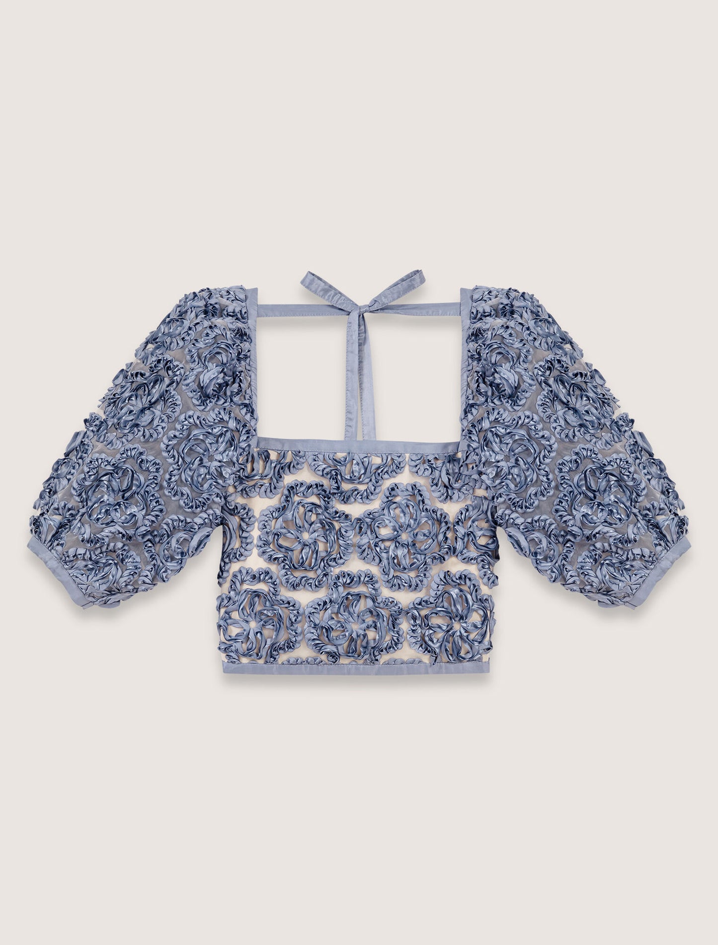 Blue-Floral organza top