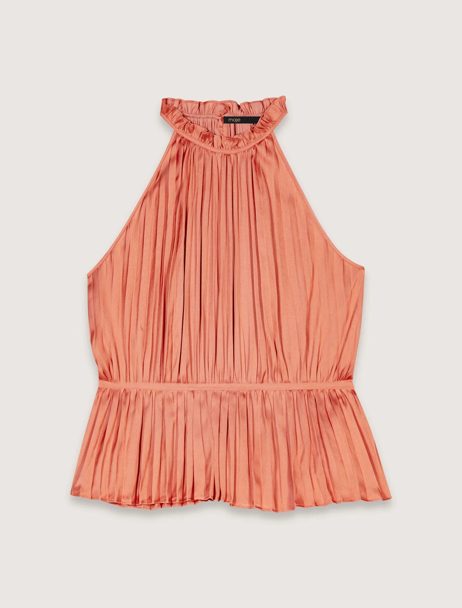 Terracota-Sleeveless Pleated Top