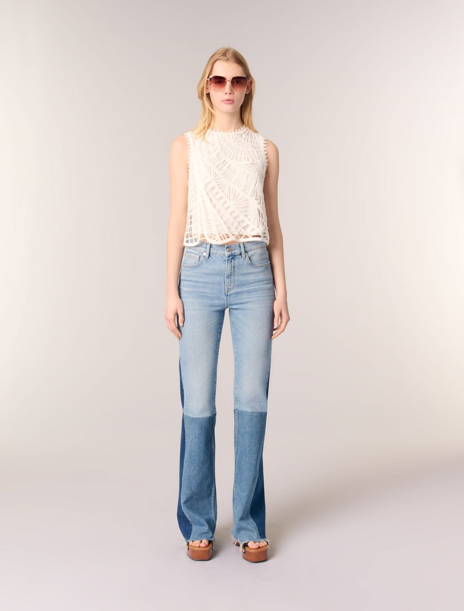 White featured Crochet-knit top