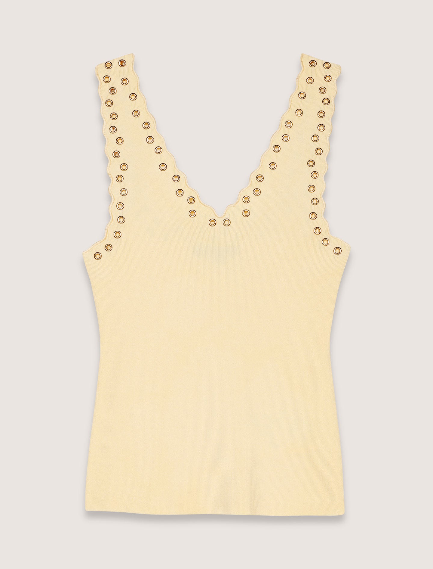 Yellow-Knit eyelet top