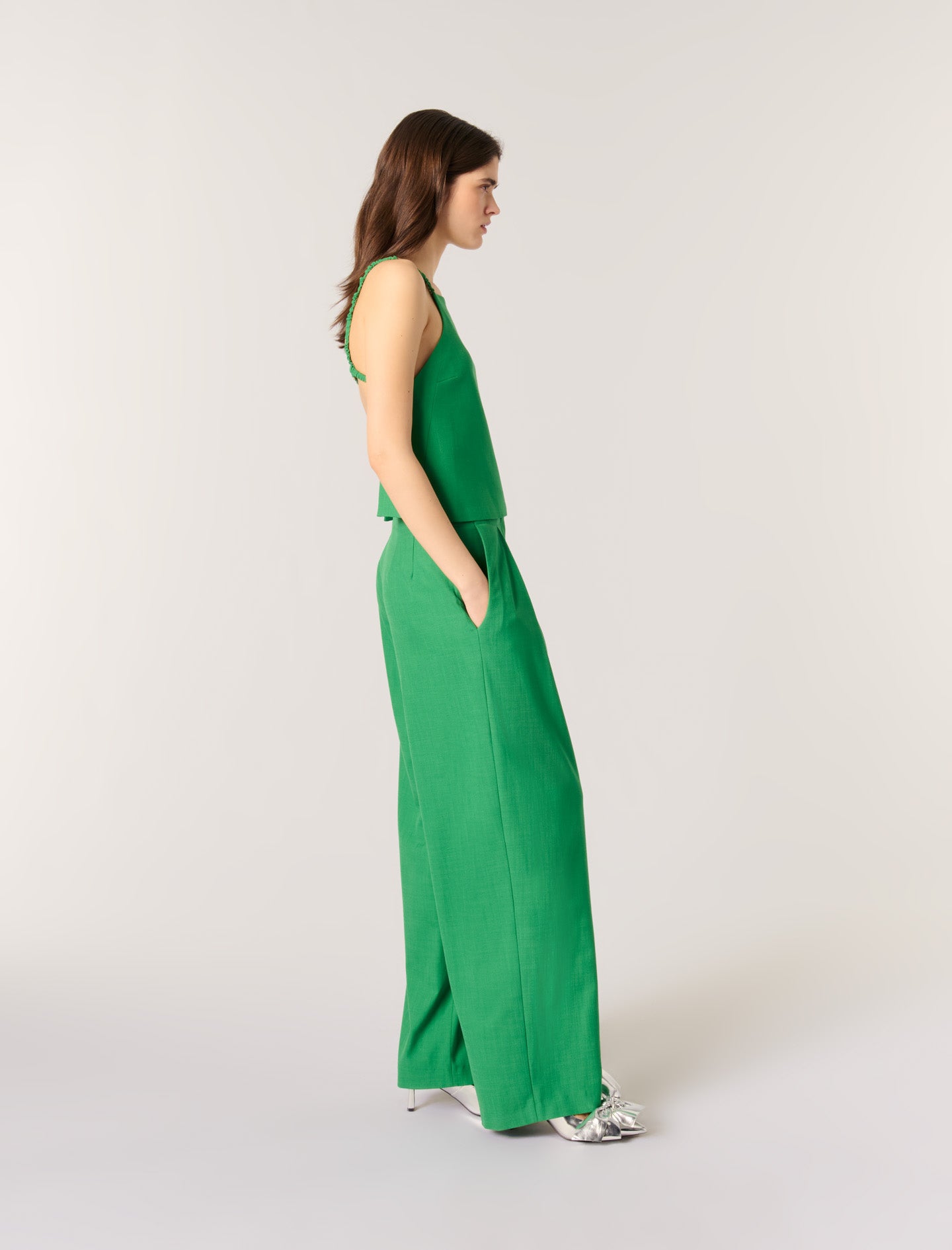 Green-Backless top