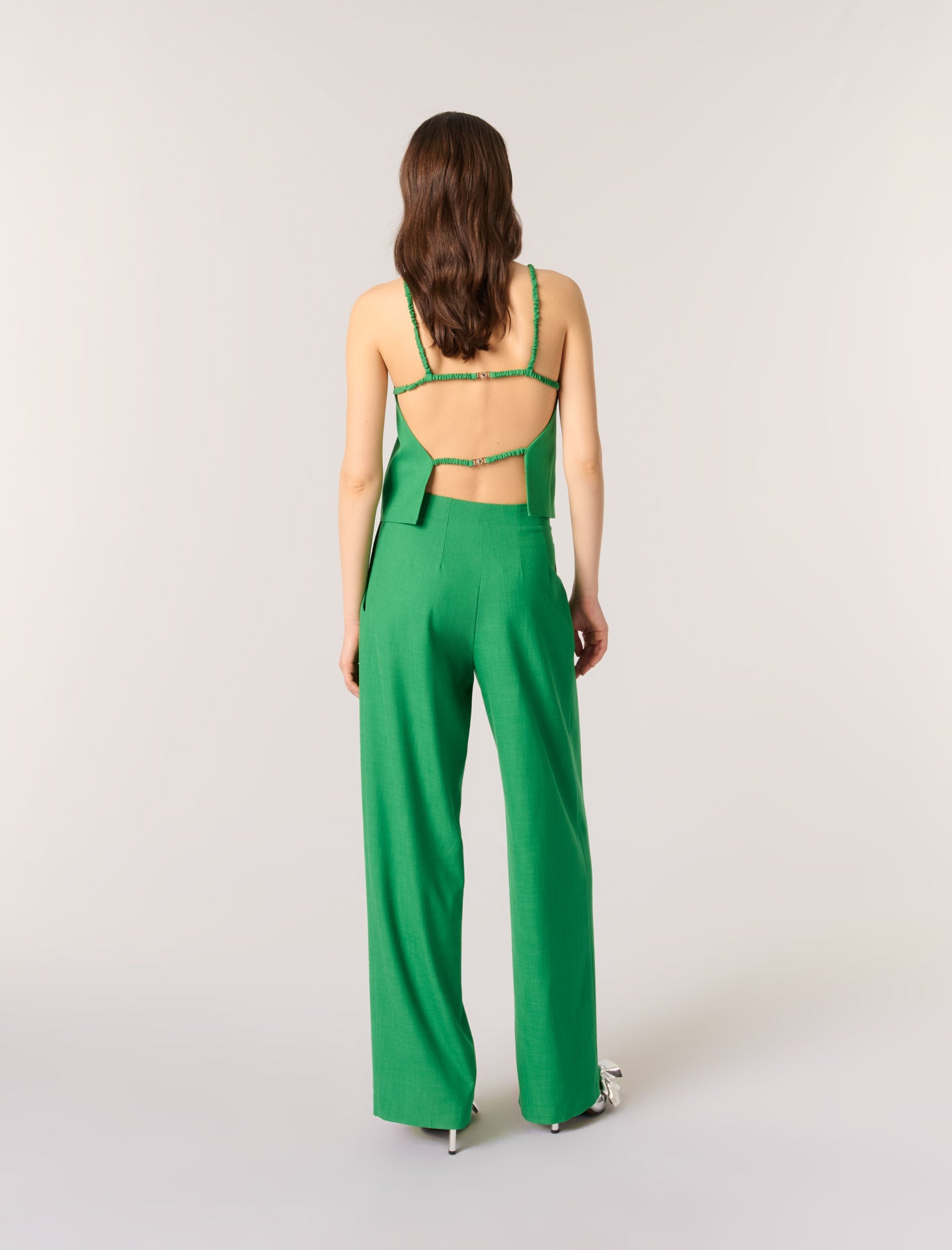 Green-Backless top