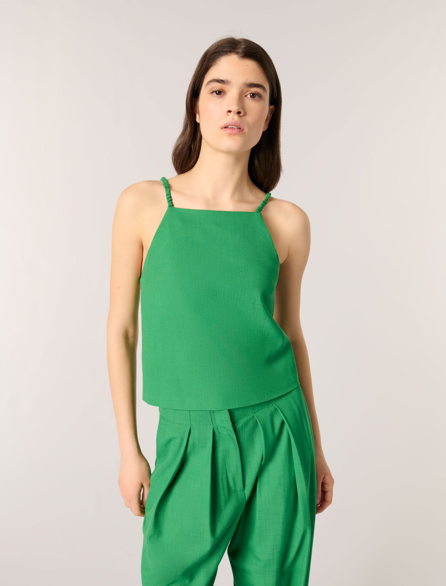Green-Backless top