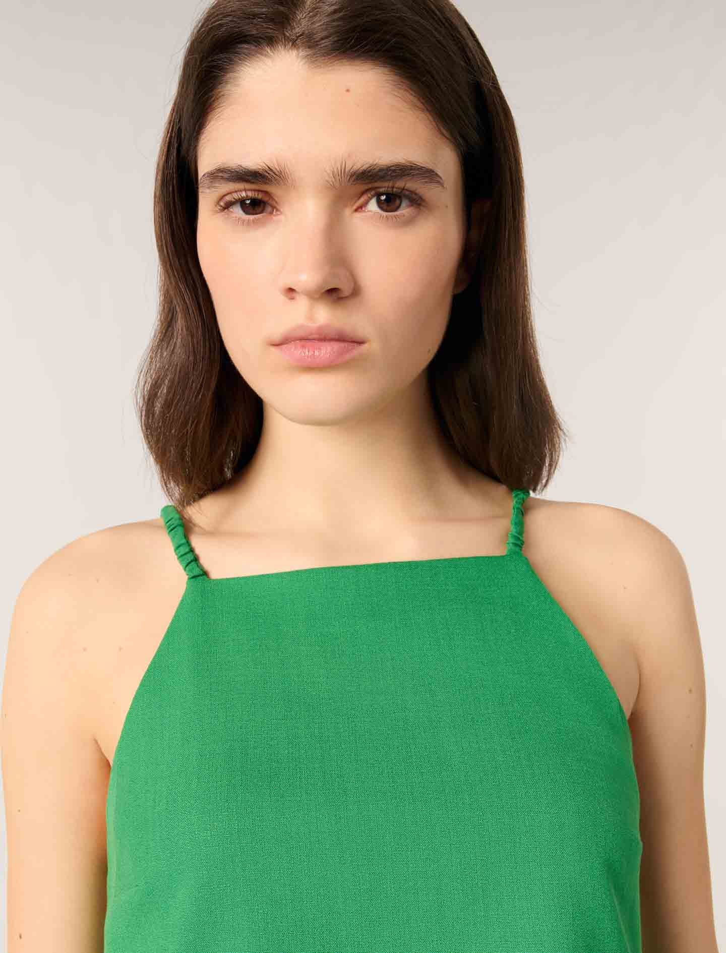 Green-Backless top