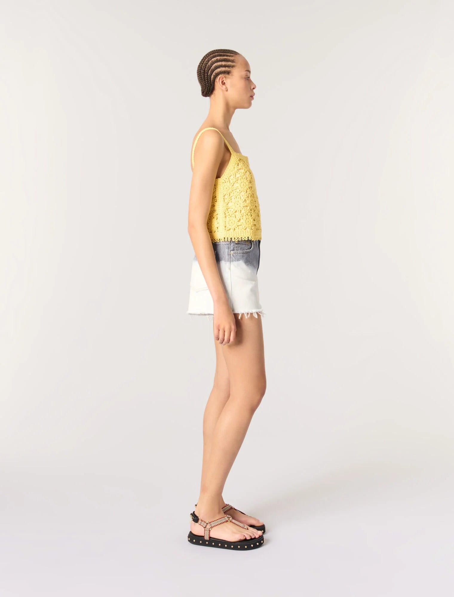Yellow banana-Crochet-knit top