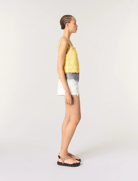 Yellow banana-Crochet-knit top