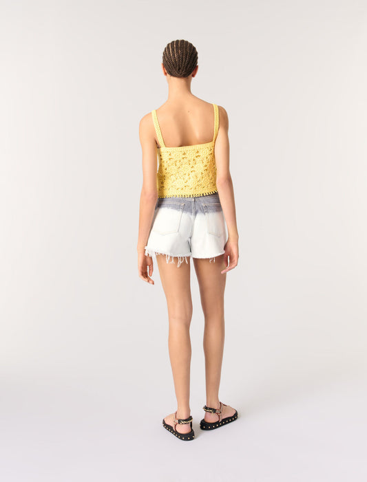 Yellow banana-Crochet-knit top