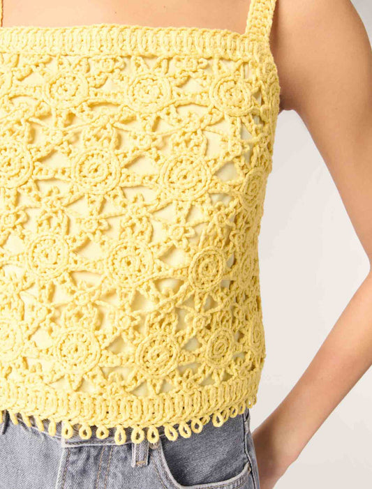 Yellow banana-Crochet-knit top