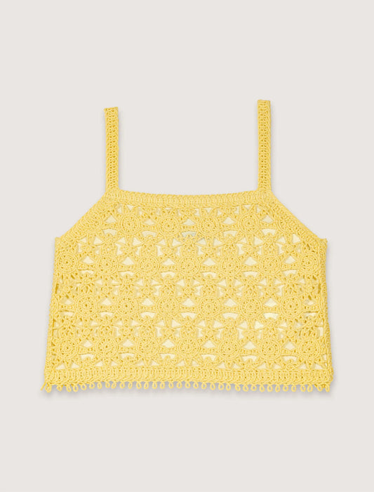 Yellow banana-Crochet-knit top