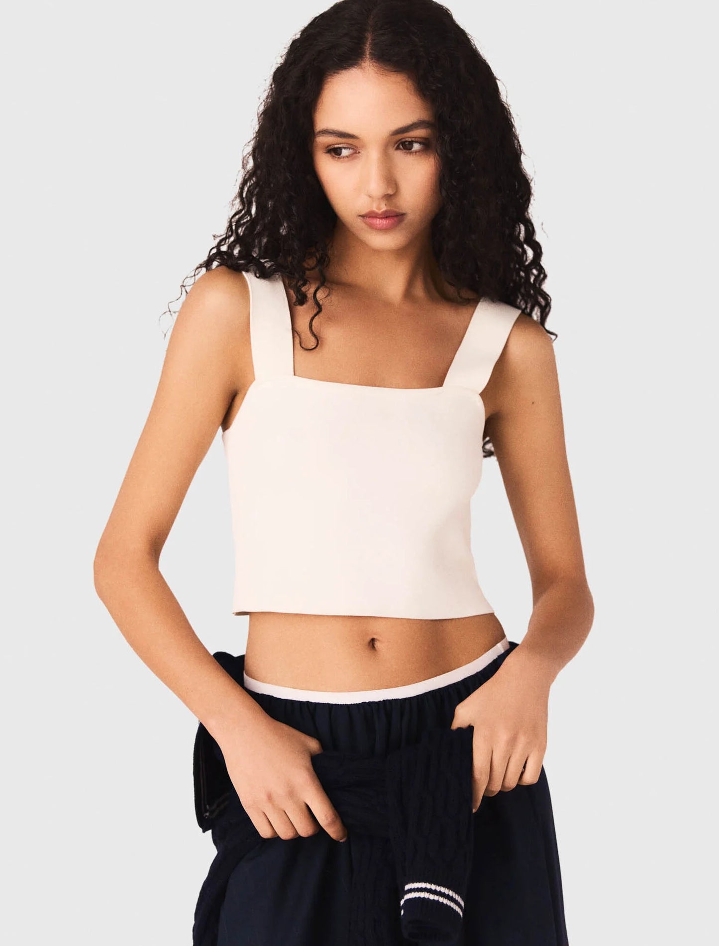 Knit crop top Ecru