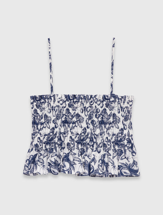 Printed smocked top