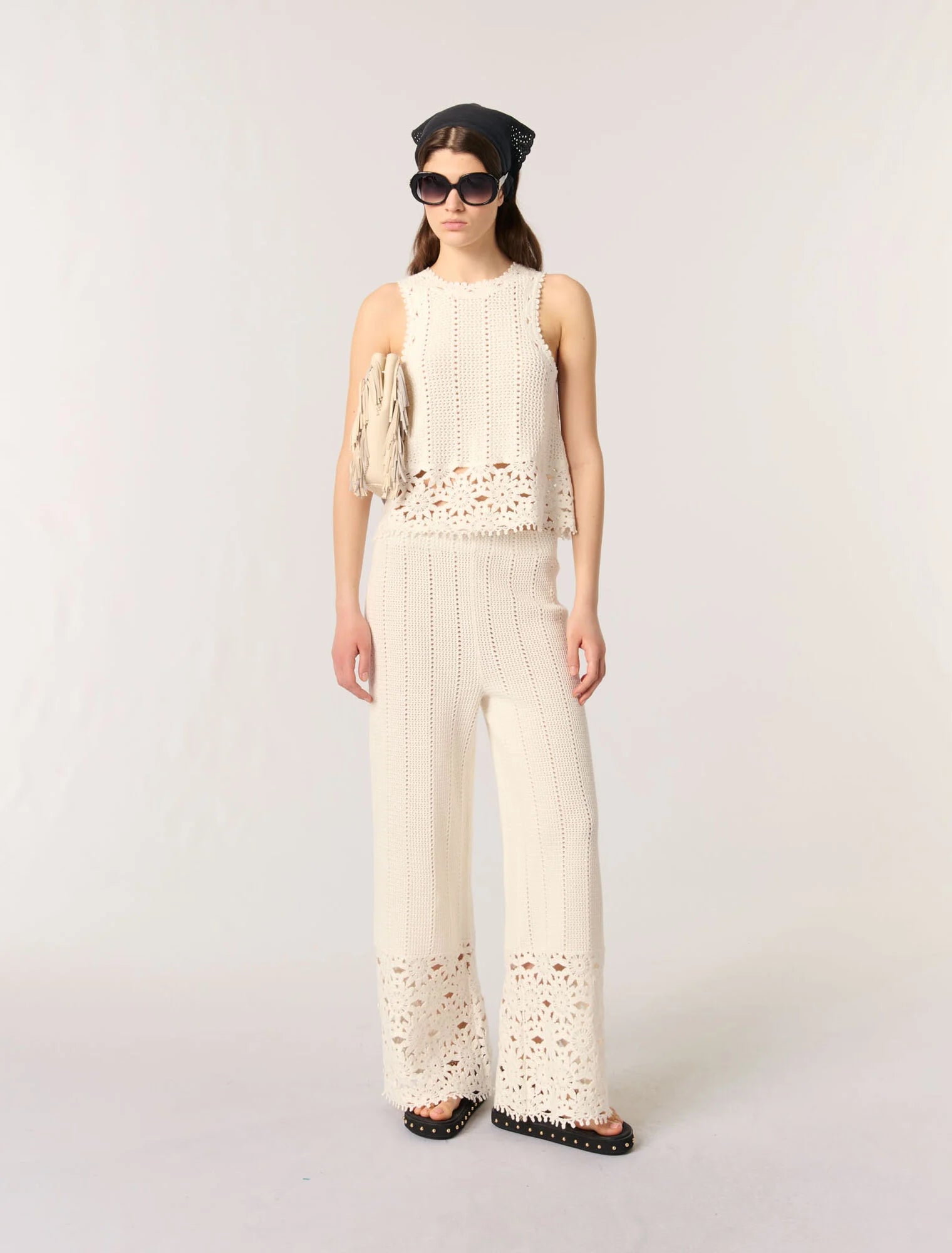 White-featured-Crochet vest top
