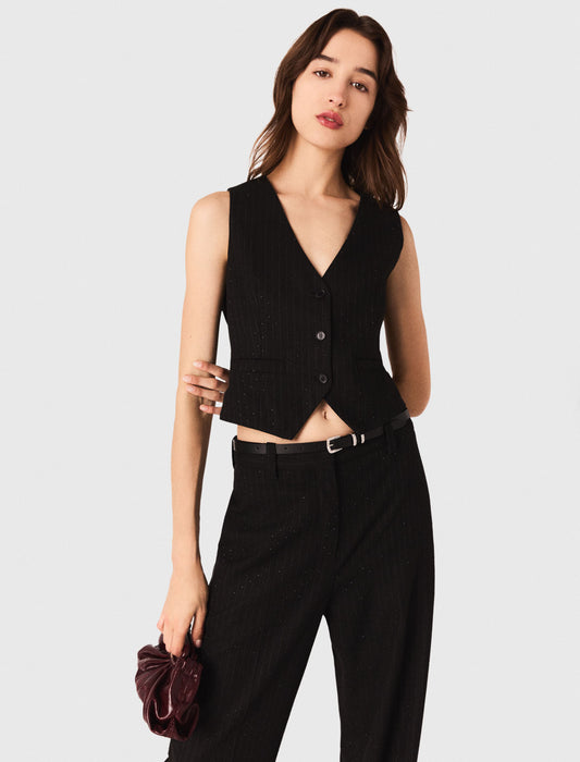 Diamanté tailored jacket Black