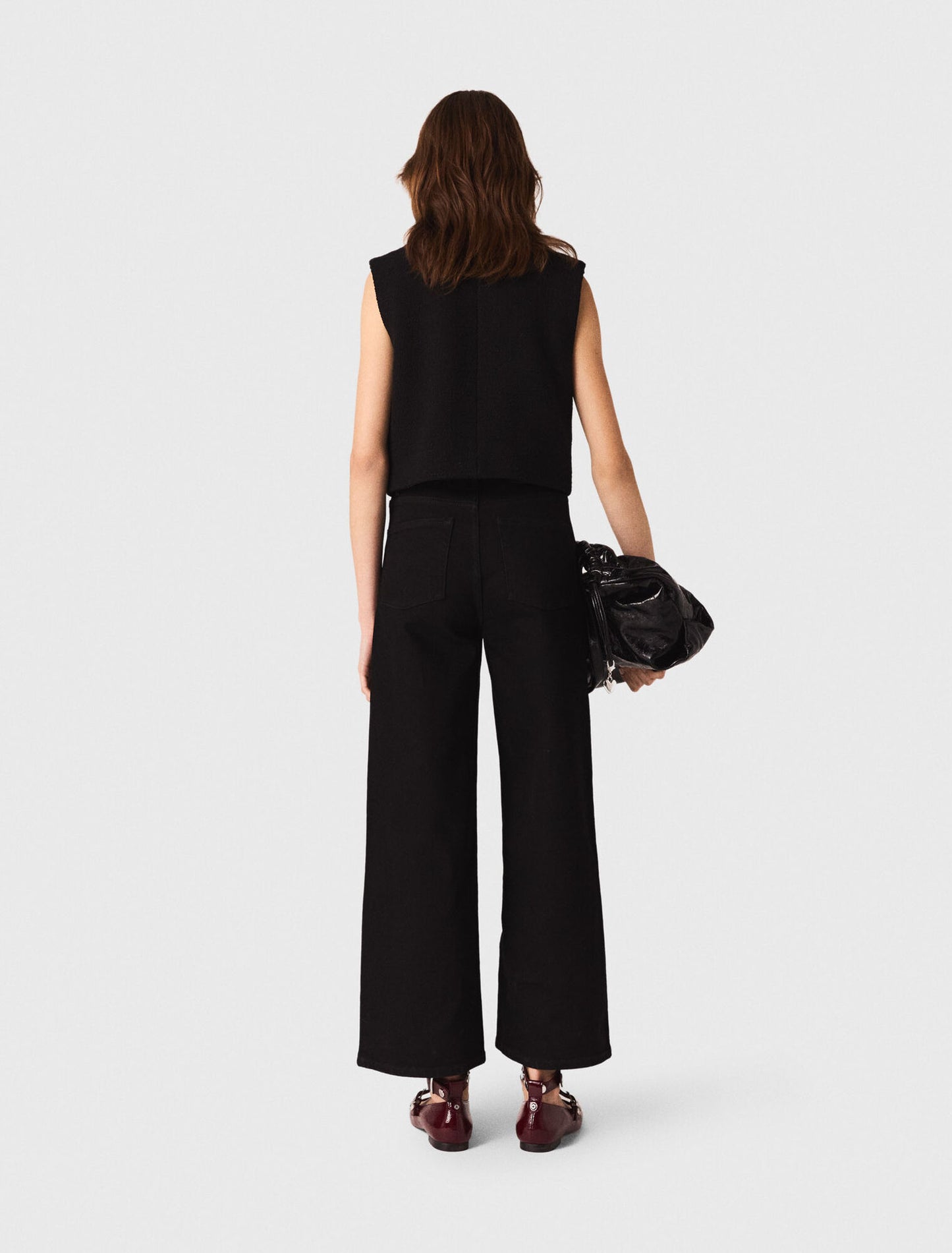 Tweed top with velvet trim