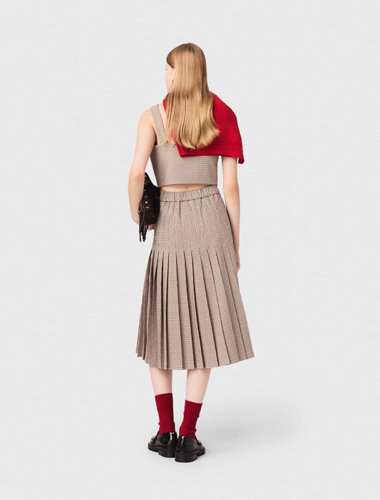 Checked diamanté strappy top Brown