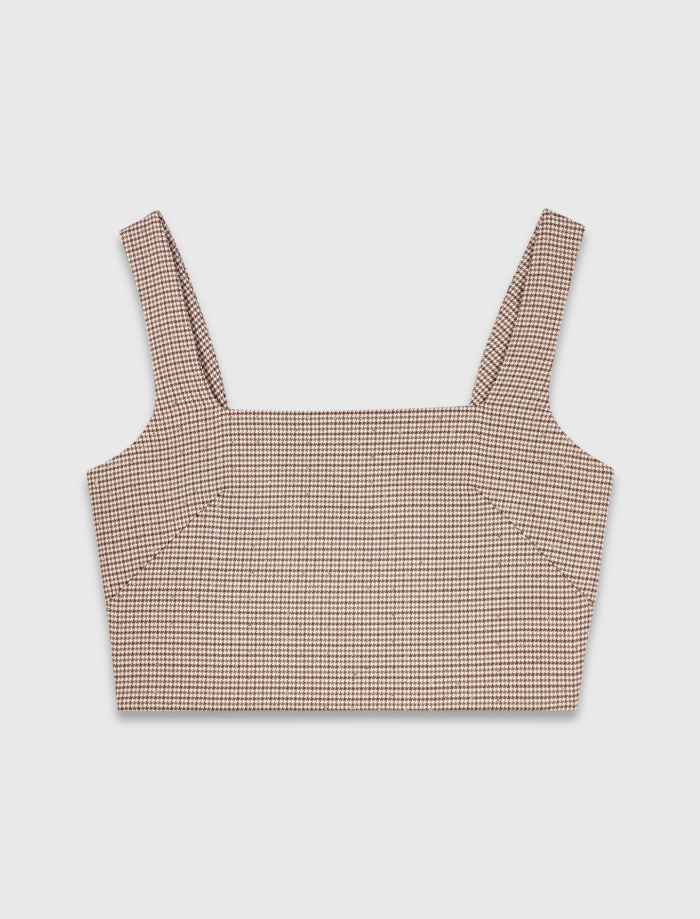 Checked diamanté strappy top Brown