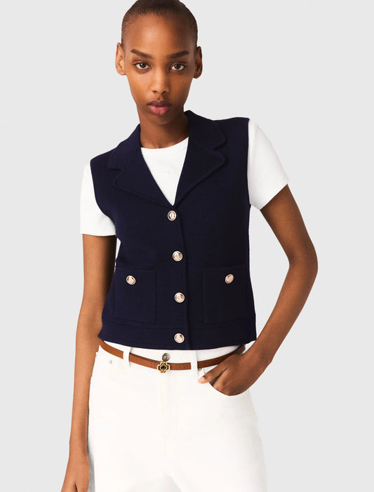 Polo Knit Cardigan Navy