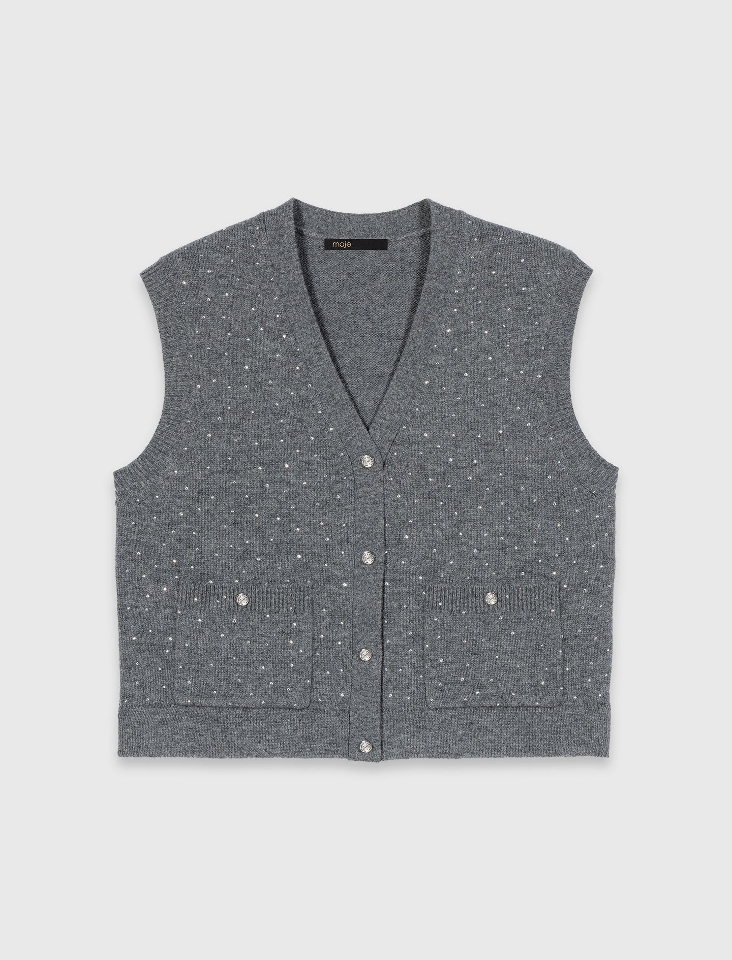 Rhinestone Knit Top GREY