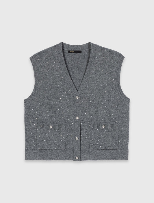 Rhinestone Knit Top GREY