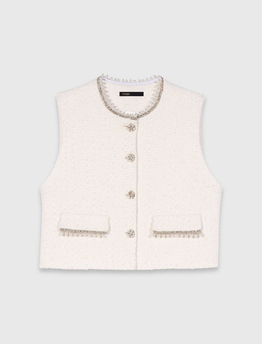 Beaded Tweed Jacket Ecru