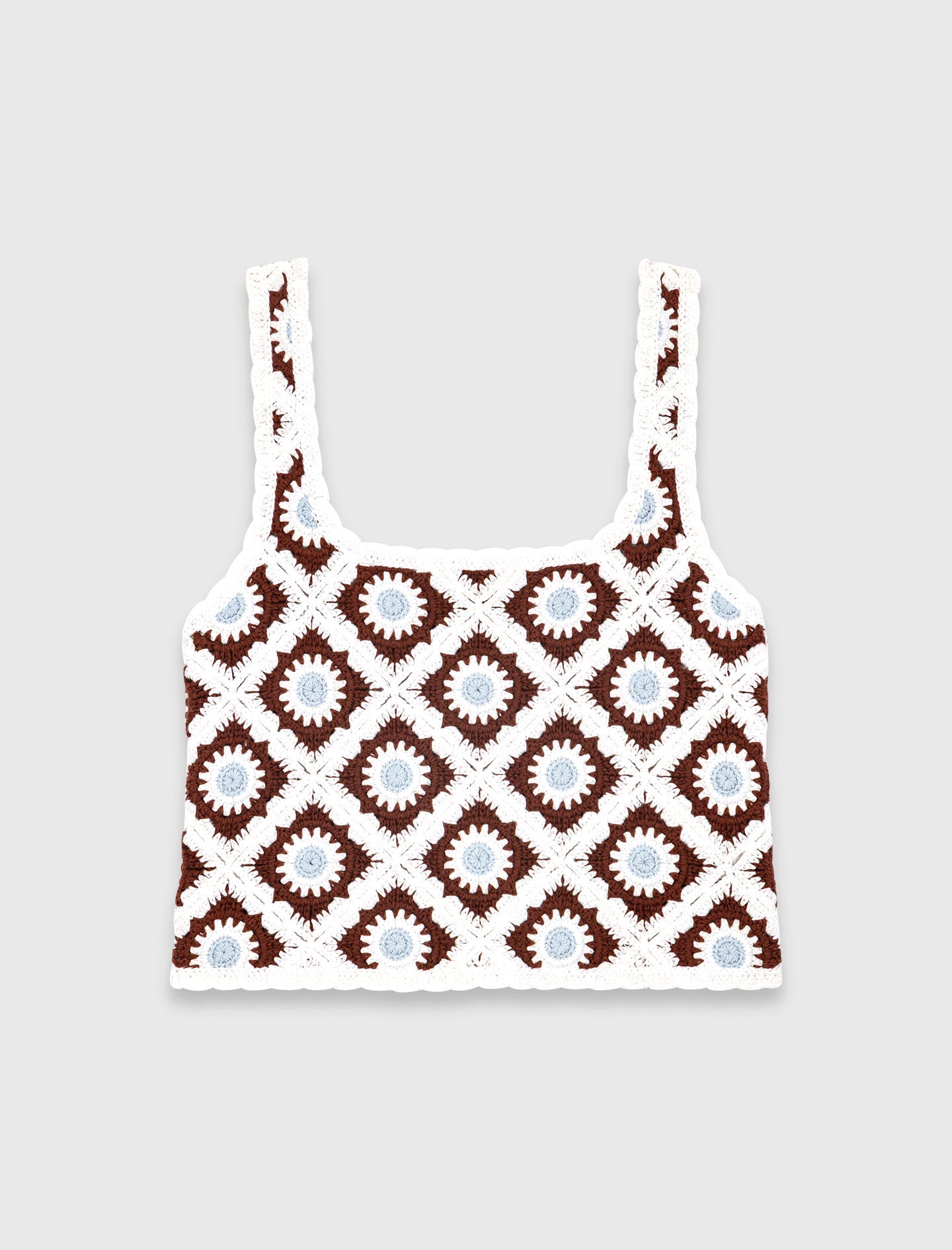 Floral Crochet Top Brown/Blue