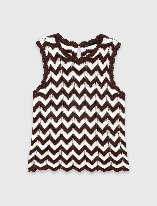 Zigzag Crochet Top Brown/White